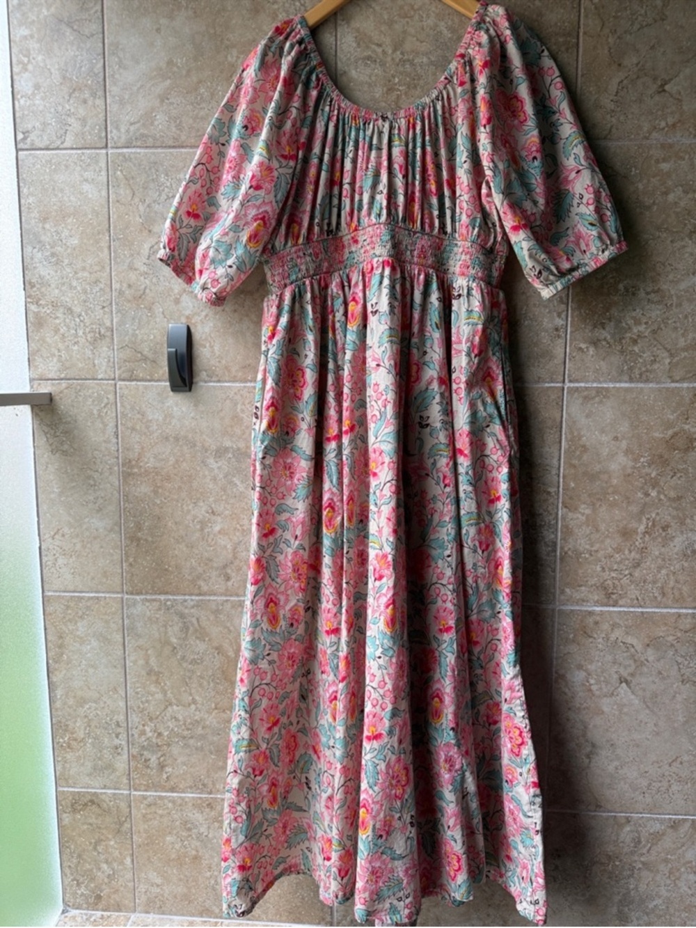 Boden Gardenia Whirl Floral Cotton Midi Dress Pockets Smocked US 16/18 - Picture 6 of 13